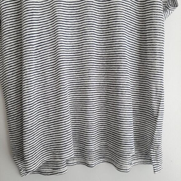 C&C California 100% Linen Stripe Navy & White Tee Sz L - Picture 4 of 10